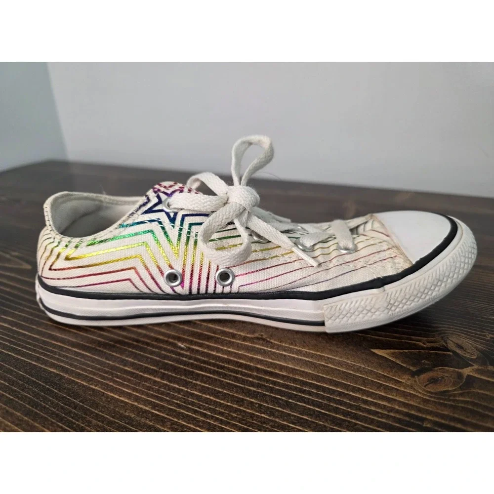 Converse All Star Youth Sneakers Size 3 EU 35 White Canvas‎ Casual Kids Shoes